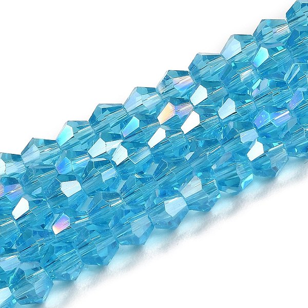 

PandaHall Transparent Electroplate Glass Beads Strands, AB Color Plated, Faceted, Bicone, Deep Sky Blue, 3x2.5mm, Hole: 0.7mm, about...