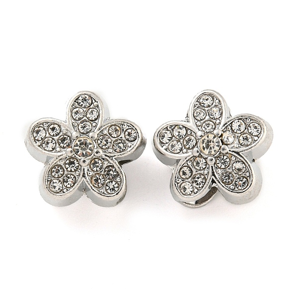 

PandaHall Rack Plating Alloy Rhinestone European Beads, Large Hole Beads, Cadmium Free & Nickel Free & Lead Free, Flower, Platinum..., Clear