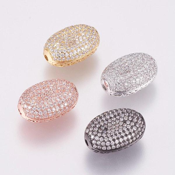 

PandaHall Brass Micro Pave Cubic Zirconia Beads, Oval, Filigree, Mixed Color, 19x13x7.5mm, Hole: 1.5mm Brass+Cubic Zirconia Oval