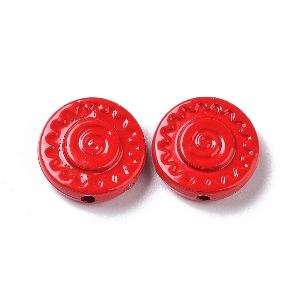 

PandaHall Spray Painted Alloy Bead, Flat Round, Red, 12.5x4mm, Hole: 1.2mm Alloy Flat Round Red