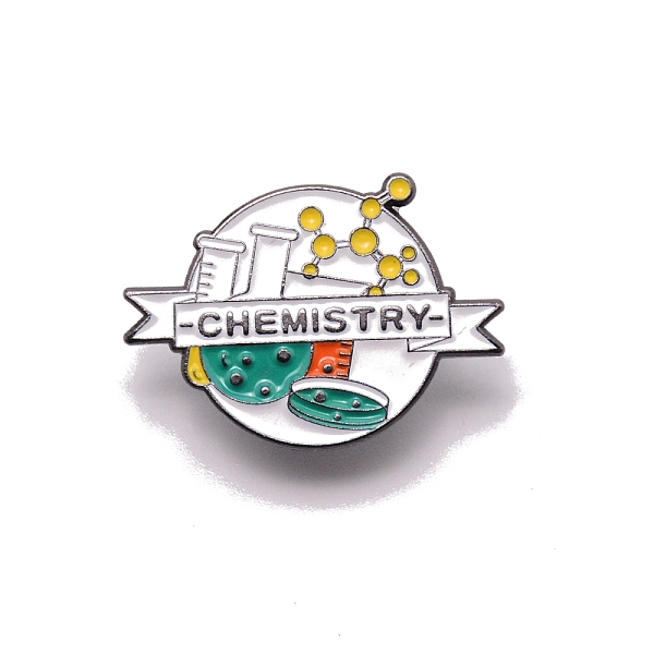 

PandaHall Alloy Enamel Brooches, Enamel Pin, for Teachers Students, with Rubber Clutches, Chemical Container with Word Chemistry, Green...