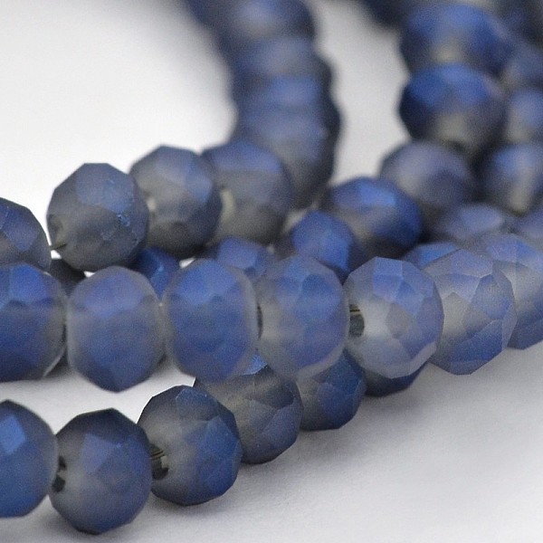 

PandaHall Full Rainbow Plated Faceted Rondelle Glass Beads Strands, Frosted, Medium Blue, 3x2mm, Hole: 1mm, about 150pcs/strand, 14.9 inch...