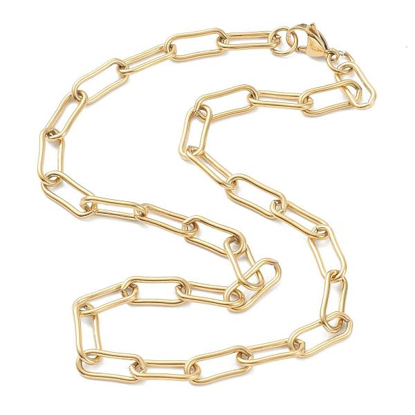 

PandaHall Vacuum Plating 304 Stainless Steel Paperclip Chain Necklaces, with Lobster Claw Clasps, Golden, 17.79 inch(45.2cm) 304 Stainless...