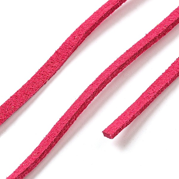 

PandaHall Eco-Friendly Faux Suede Cords, Faux Suede Lace, Camellia, 3x1.5mm, about 1.09 yards(1m)/strand Faux Suede Pink