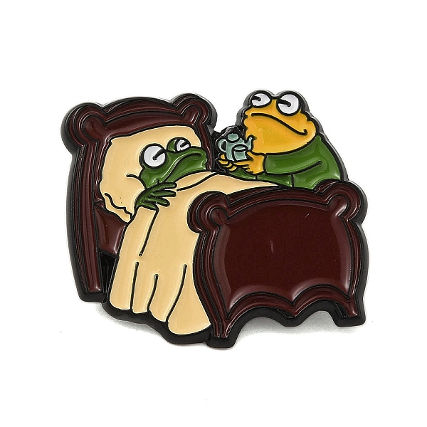 

PandaHall Cartoon Frog Zinc Alloy Brooches, Enamel Pins, Black, Coconut Brown, 28x30.5x1.5mm Alloy+Enamel Frog