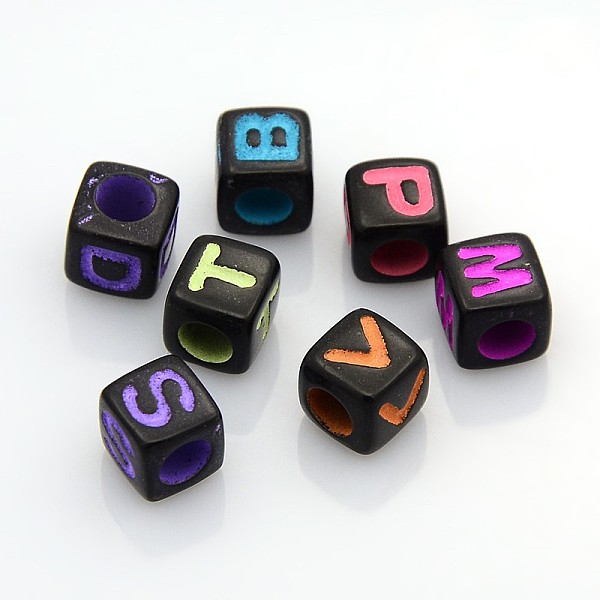 

PandaHall Solid Color Initial Acrylic Beads, Cube, Mixed Color, 7x7x7mm, Hole: 4mm, about 2000pcs/500g Acrylic Cube Multicolor