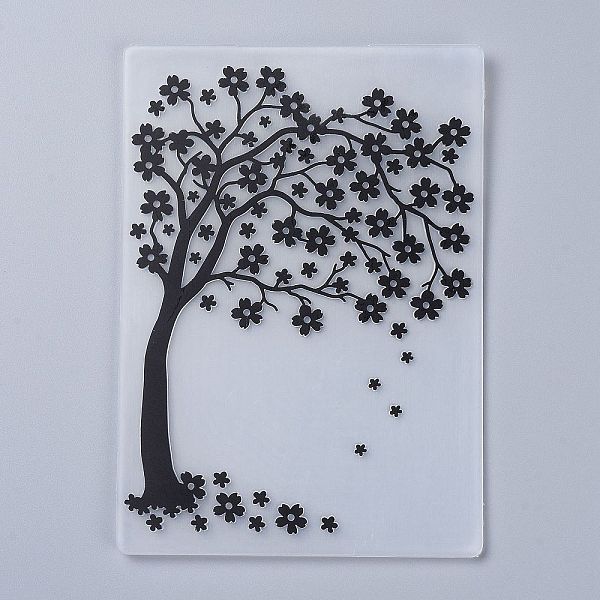 

PandaHall Plastic Embossing Folders, Concave-Convex Embossing Stencils, for Handcraft Photo Album Decoration, Tree of Life Pattern..., White