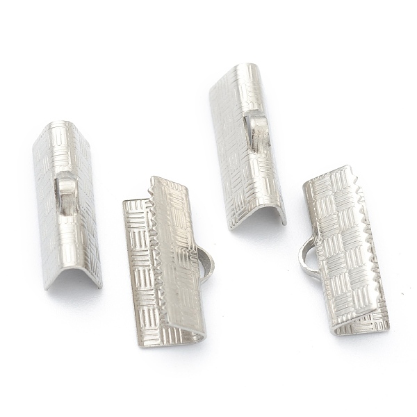 

PandaHall 304 Stainless Steel Ribbon Crimp Ends, Stainless Steel Color, 7x15x5mm, Hole: 1x2.5mm 304 Stainless Steel