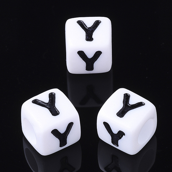 

PandaHall Acrylic Horizontal Hole Letter Beads, Letter Y, Cube, White, about 7mm wide, 7mm long, 7mm high, hole: about 3.5mm, about...