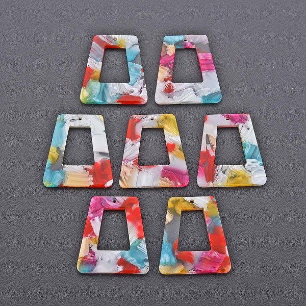 

PandaHall Cellulose Acetate(Resin) Pendants, Trapezoid, Colorful, 29.5x27x2.5mm, Hole: 1.4mm Cellulose Acetate Trapezoid