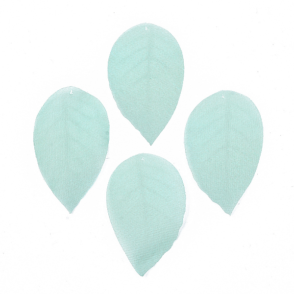 

PandaHall Polyester Organza Fabric Big Pendants, For DIY Jewelry Making Crafts, Leaf, Aquamarine, 40x23mm, Hole: 0.5mm Polyester Leaf Green