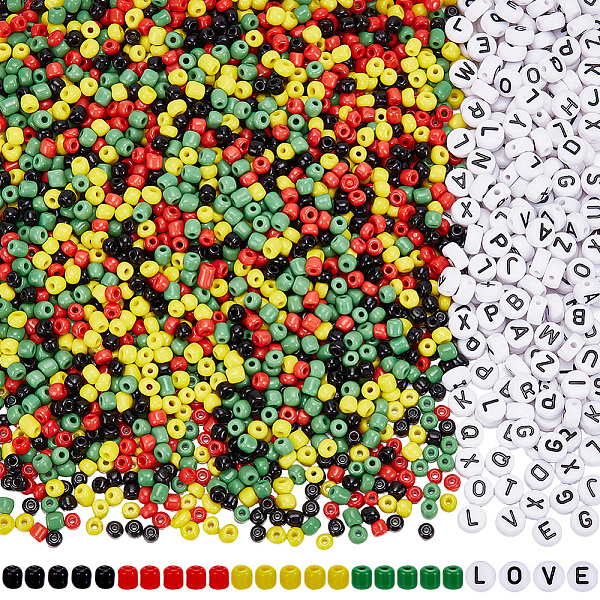 4 Colors Glass & 200Pcs Acrylic Beads Findings Kits