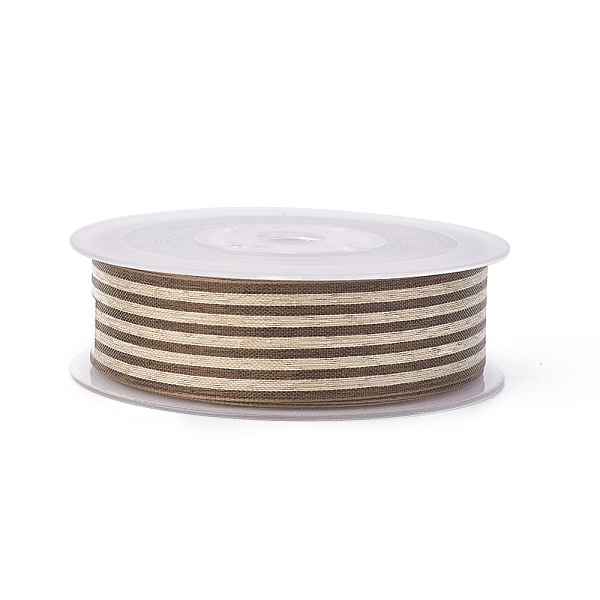 

PandaHall Polyester Ribbon, Striped Pattern, Coffee, 3/8 inch(9mm), about 100yards/roll(91.44m/roll) Polyester None Brown