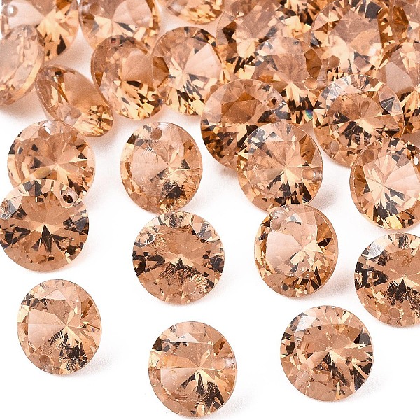 

PandaHall Cubic Zirconia Charms, Faceted, Flat Round, Sandy Brown, 6x3.5mm, Hole: 0.8mm Cubic Zirconia Flat Round