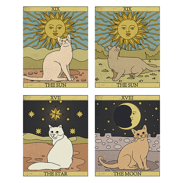 

PandaHall AHANDMAKER 4 Pieces Cute Tapestries Cat Tarot Small Size Aesthetic Tapestry Wall Hanging Vintage Aesthetic Home Decoration for..., Multicolor