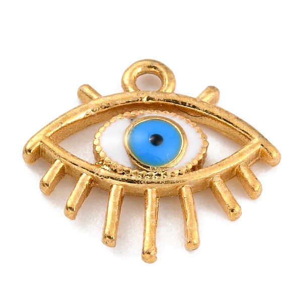

PandaHall Golden Brass Enamel Pendants, Long-Lasting Plated, Evil Eye, White, 12.5x14x2.5mm, Hole: 1.3mm Brass+Enamel Eye White