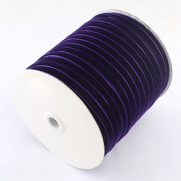 PandaHall 1/4 inch Single Face Velvet Ribbon, Indigo, 1/4 inch(6.5mm), about 200yards/roll(182.88m/roll) Velvet None Purple