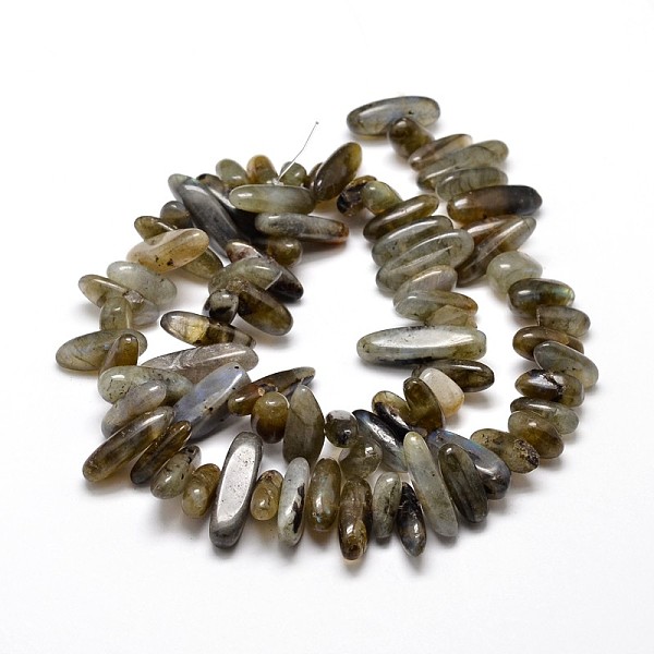 

PandaHall Natural Labradorite Nuggets Beads Strands, 8~30x5~12mm, Hole: 1mm, about 15.3 inch~15.7 inch Labradorite Nuggets
