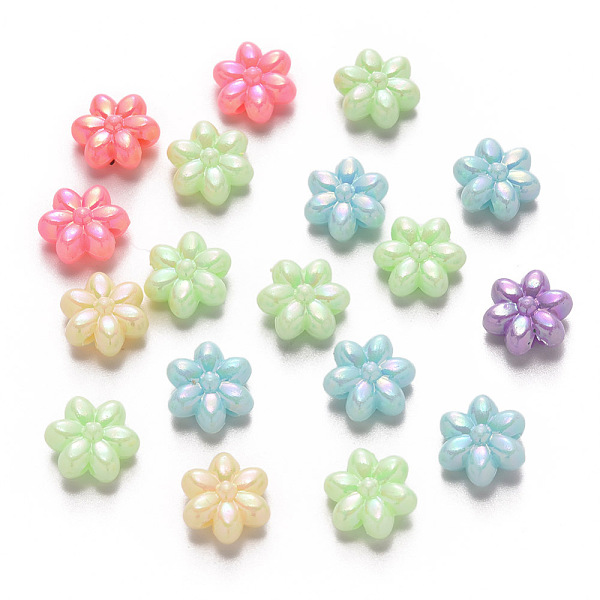 

PandaHall Opaque Acrylic Beads, AB Color Plated, Flower, Mixed Color, 10x11x5.5mm, Hole: 1.6mm, about 1700pcs/500g Acrylic Flower Multicolor