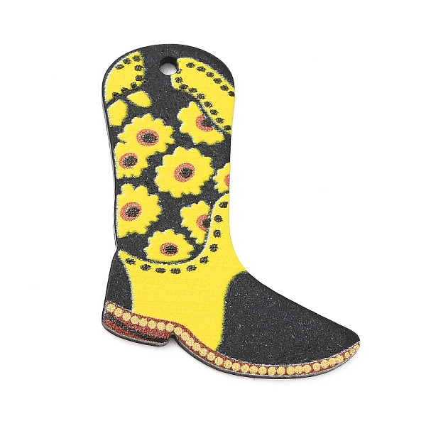 

PandaHall Western Cowboy Style Printed Acrylic Pendants, Boots with Chrysanthemum Pattern Charm, Shoes, 33x27.5x1.5mm, Hole: 1.6mm Acrylic..., Yellow