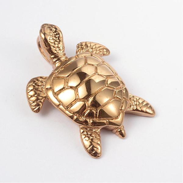 

PandaHall 316L Surgical Stainless Steel Pendants, Tortoise, Golden, 45x34x10mm, Hole: 5x9mm 316L Surgical Stainless Steel Tortoise