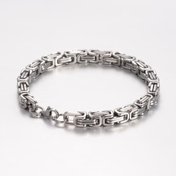 

PandaHall 201 Stainless Steel Byzantine Chain Bracelets, with Lobster Clasps, Stainless Steel Color, 8-1/4 inch(210mm), 6mm 201 Stainless...