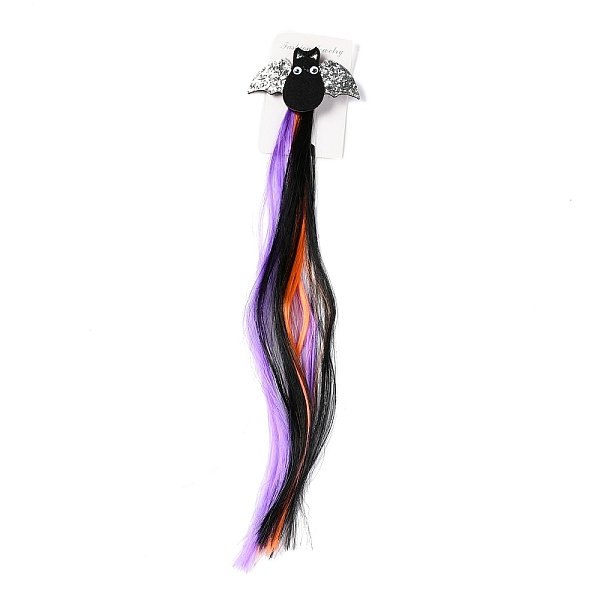 PandaHall Halloween Headgear, Bat Decorative Wig Hairpin, Party Hair Decorations, Colorful, 415mm Cloth