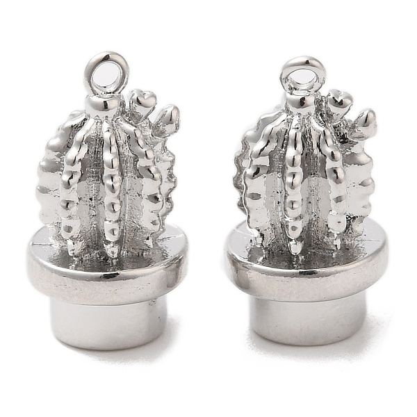 

PandaHall Brass Charms, Cactus Charm, Real Platinum Plated, 14x8mm, Hole: 1mm Brass Others