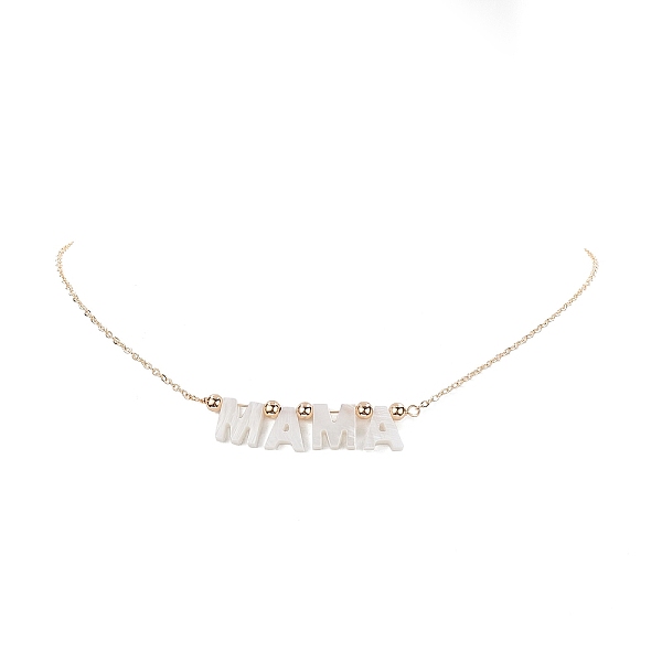 

PandaHall Natural Shell Word Mama Pendant Necklace with Golden Brass Cable Chains for Mother's Day, Word, Pendant: 51x10x4mm, 16.34 inch...