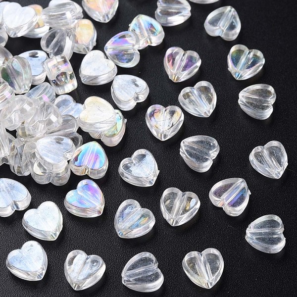 

PandaHall Transparent Acrylic Beads, AB Color Plated, Heart, Clear AB, 7.5x8x3mm, Hole: 1.8mm, about 3620pcs/500g Acrylic Heart White