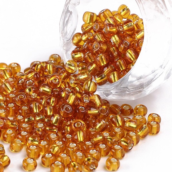 

PandaHall 6/0 Glass Seed Beads, Silver Lined Round Hole, Round, Goldenrod, 6/0, 4mm, Hole: 1.5mm, about 500pcs/50g, 50g/bag, 18bags/2pounds..., Gold