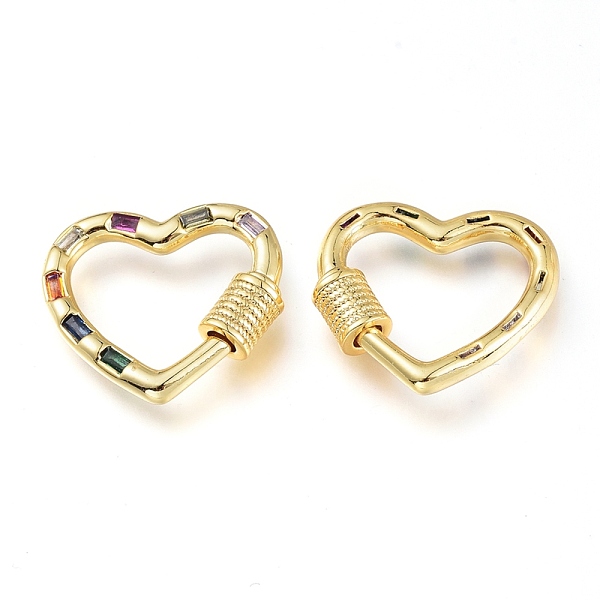 Brass Micro Pave Cubic Zirconia Screw Carabiner Lock Charms