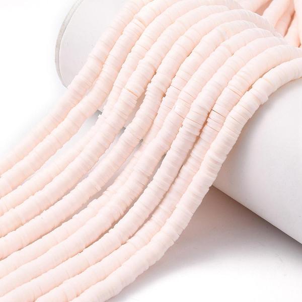 

PandaHall Handmade Polymer Clay Beads, Disc/Flat Round, Heishi Beads, PapayaWhip, 6x1mm, Hole: 2mm, about 380~400pcs/strand, 17.7 inch..., Orange