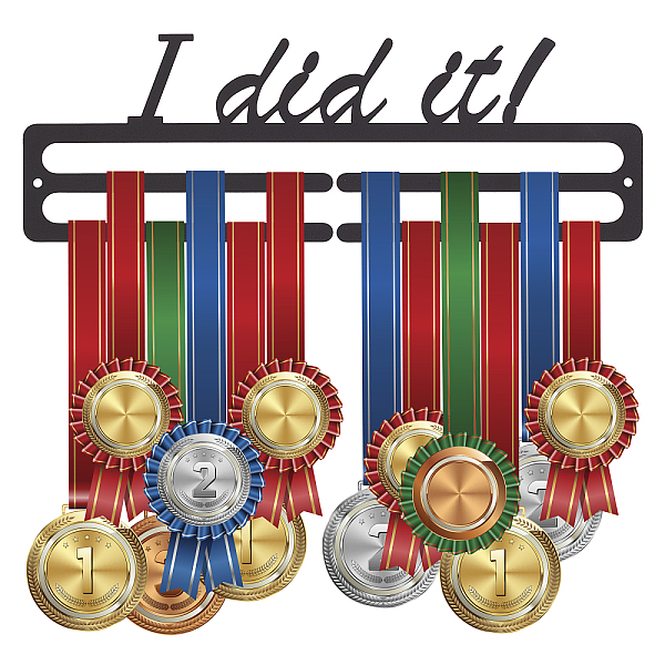 

PandaHall Iron Medal Display Hanger, with Plastic Plugs & Spacer, Iron Screws, Black, 11.9x36x0.2cm Iron Black