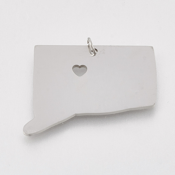 

PandaHall 201 Stainless Steel Pendants, Map of Connecticut, Stainless Steel Color, 21x26x1mm, Hole: 3mm 201 Stainless Steel Others