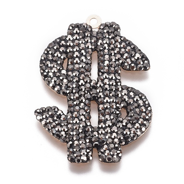 

PandaHall Polymer Clay Rhinestone Pendants, with Brass Findings, Dollar Sign, Light Gold, 41~41.5x28.5~29x1.5~2mm, Hole: 1.8mm Polymer..., Black