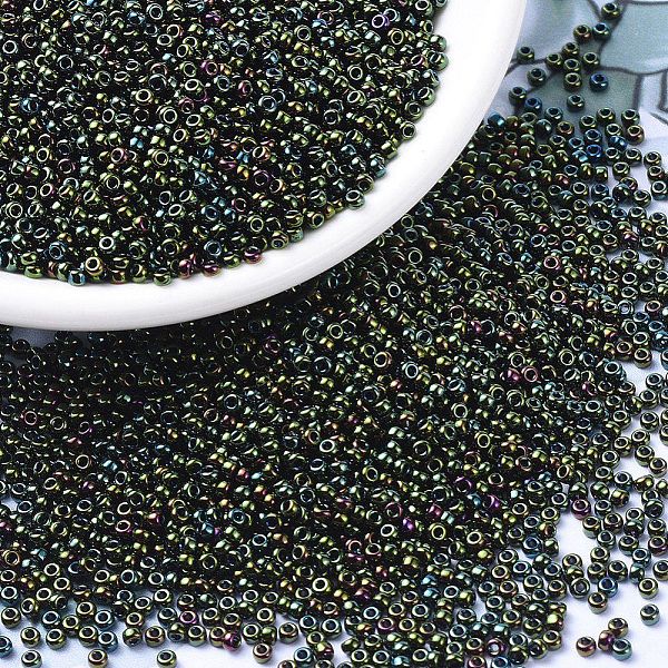 

PandaHall MIYUKI Round Rocailles Beads, Japanese Seed Beads, (RR453) Metallic Forest Green Iris, 11/0, 2x1.3mm, Hole: 0.8mm, about...