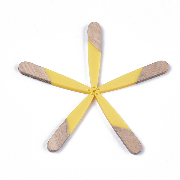 

PandaHall Resin & Walnut Wood Pendants, Teardrop, Yellow, 44x7.5x3mm, Hole: 1.2mm Resin+Wood Teardrop Yellow