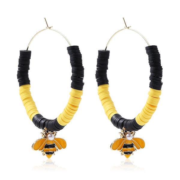 

PandaHall Bohemia Style Colorful Clay Beads Hoop Earrings, Ring Other