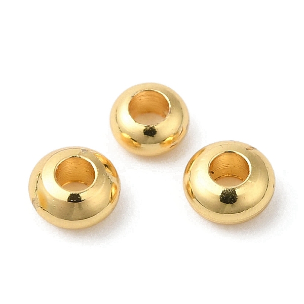 

PandaHall Brass Beads, Cadmium Free & Lead Free, Rondelle, Long-Lasting Plated, Golden, 4x2mm, Hole: 1.6mm Brass Rondelle