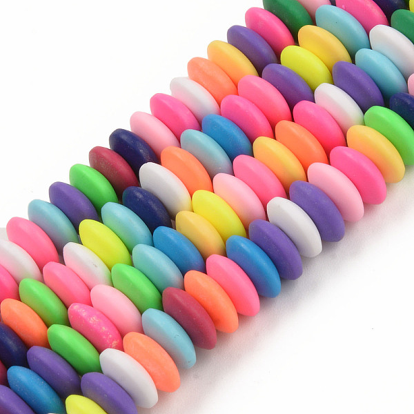 

PandaHall Handmade Polymer Clay Beads Strands, Flat Round, Colorful, 8.5~9x3.5mm, Hole: 1.6mm, about 112pcs/strand, 15.75 inch~16.14 inch...