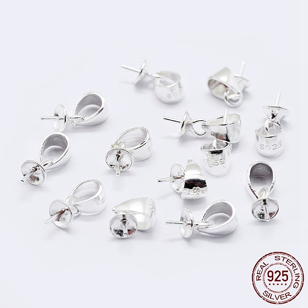 

PandaHall 925 Sterling Silver Cup Pearl Bail Pin Pendants, For Half Drilled Beads, with 925 Stamp, Silver, 6x3mm, Hole: 3x4mm, Pin: 0.7mm...