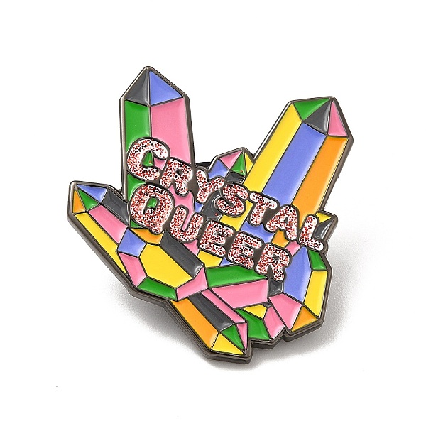 

PandaHall Diamond with Word Crystal Queer Enamel Pins, Gunmetal Alloy Badge for Backpack Clothes, Colorful, 34.5x35.5x2mm Alloy+Enamel