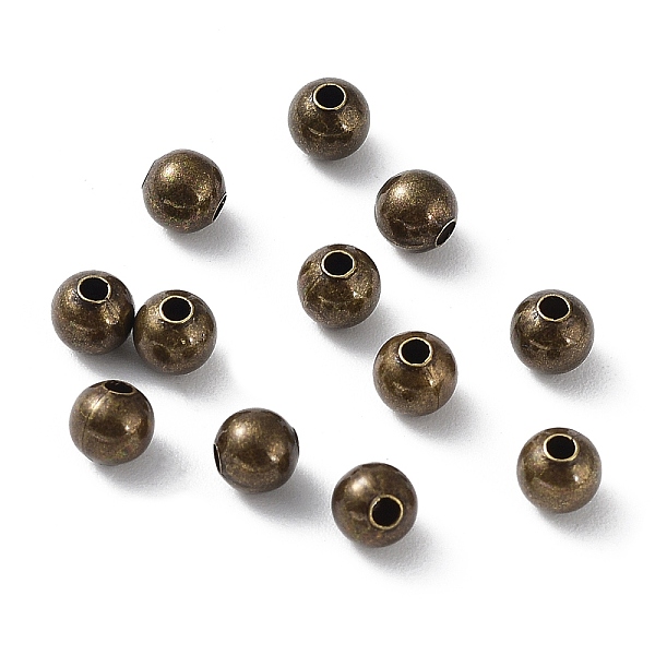 

PandaHall Brass Smooth Round Beads, Seamed Spacer Beads, Antique Bronze, 4mm, Hole: 1mm. Brass Round