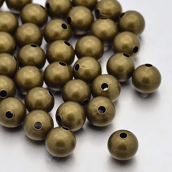 

PandaHall Brass Beads, Seamless Round Beads, Nickel Free, Antique Bronze, 8mm, Hole: 2mm Brass Round