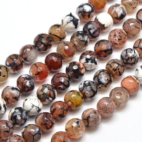Dyed Natural Agate Faceted Round Beads Strands