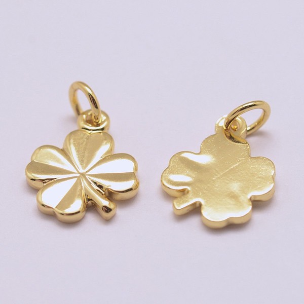 

PandaHall Brass Charms, Cadmium Free & Nickel Free & Lead Free, Clover, Real 18K Gold Plated, 11x8x1mm, Hole: 2.5mm Brass Clover