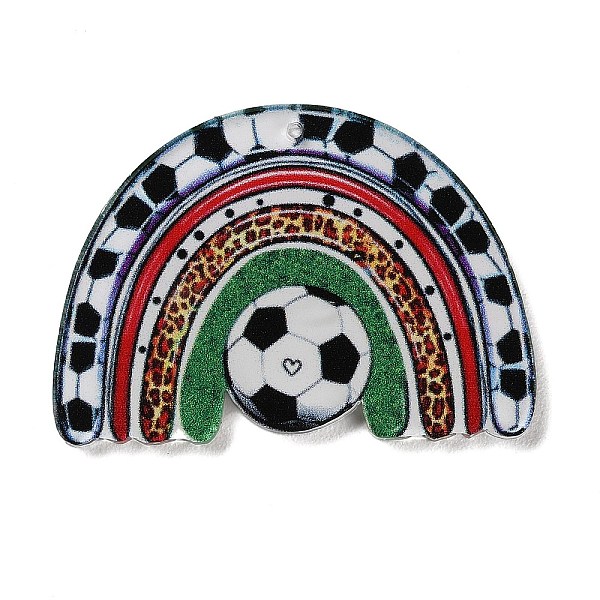 

PandaHall Double-sided Printed Acrylic Pendants, Football Series, Half Round, 31x44x2mm, Hole: 1.2mm Acrylic Half Round
