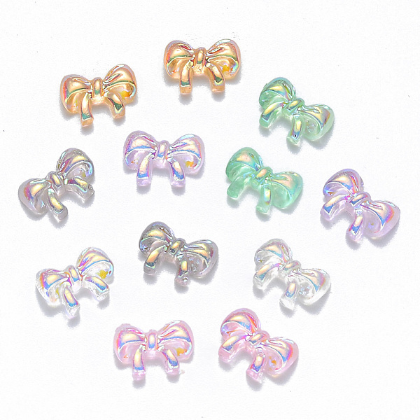 

PandaHall Resin Cabochons, Nail Art Decoration Accessories, AB Color Plated, Bowknot, Mixed Color, 6.5x9x2.5mm Resin Bowknot Multicolor