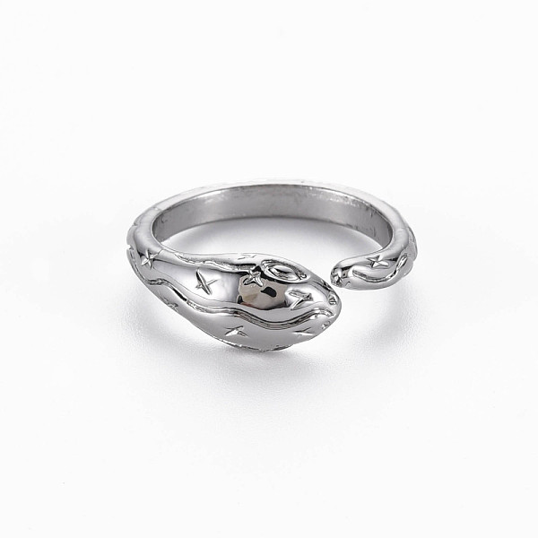 

PandaHall Snake Shape Rack Plating Alloy Cuff Rings, Open Rings, Cadmium Free & Lead Free, Platinum, US Size 7(17.3mm) Alloy